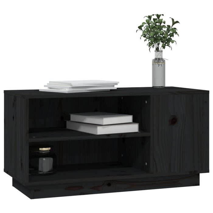 Comodă TV, negru, 80x35x40,5 cm, lemn masiv de pin - WALTI WALTI