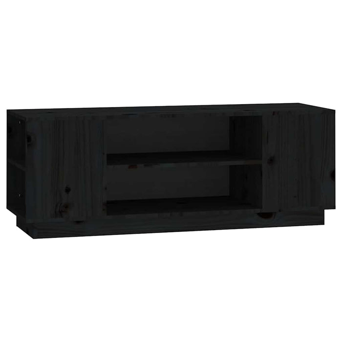 Comodă TV, negru, 110x35x40,5 cm, lemn masiv de pin WALTI