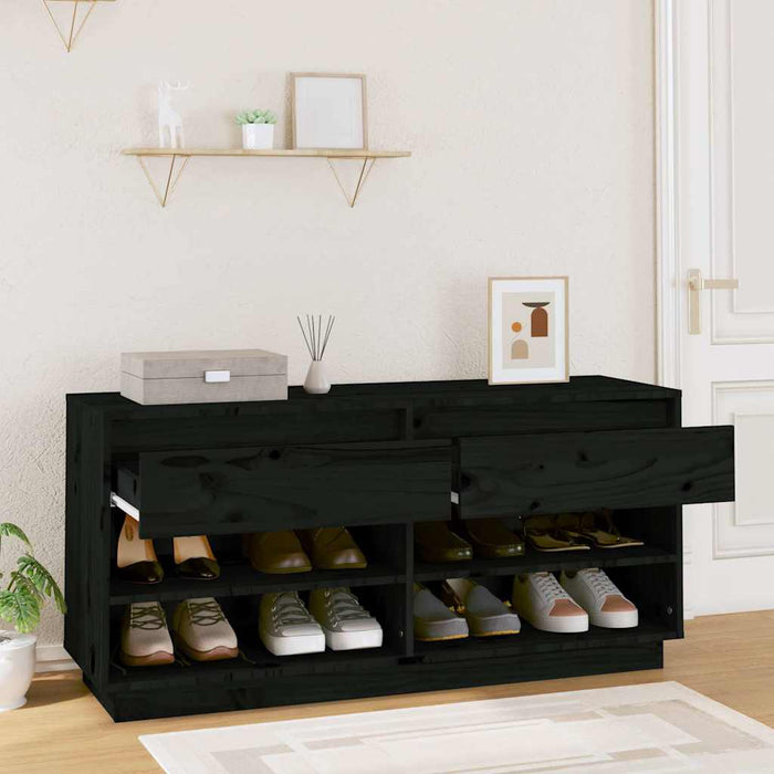 Pantofar, negru, 110x34x52 cm, lemn masiv de pin WALTI