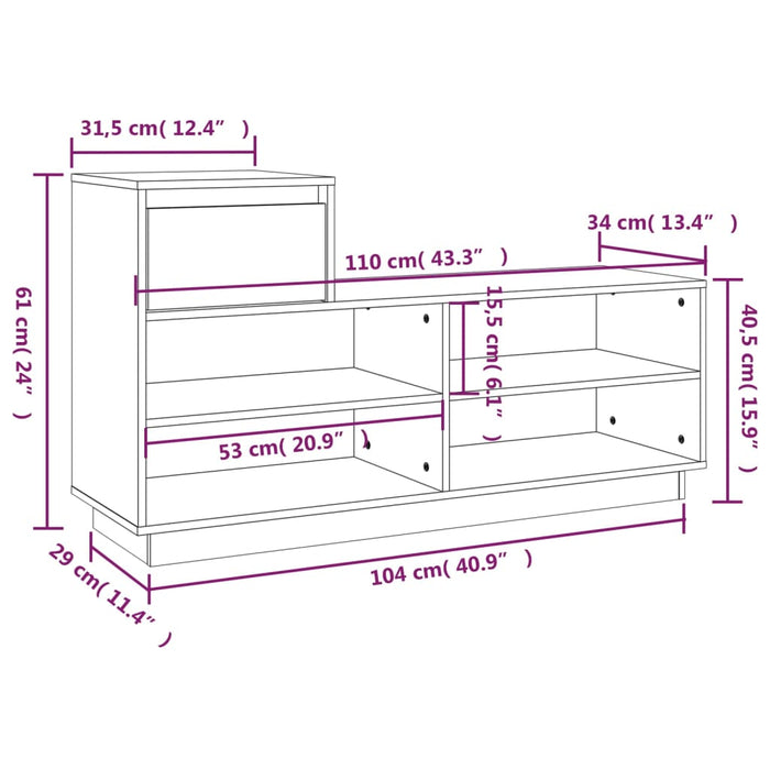 Pantofar, 110x34x61 cm, lemn masiv de pin - WALTI WALTI