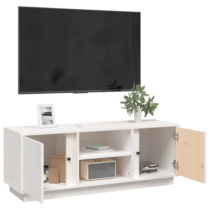 Comodă TV, alb, 110x35x40,5 cm, lemn masiv de pin WALTI