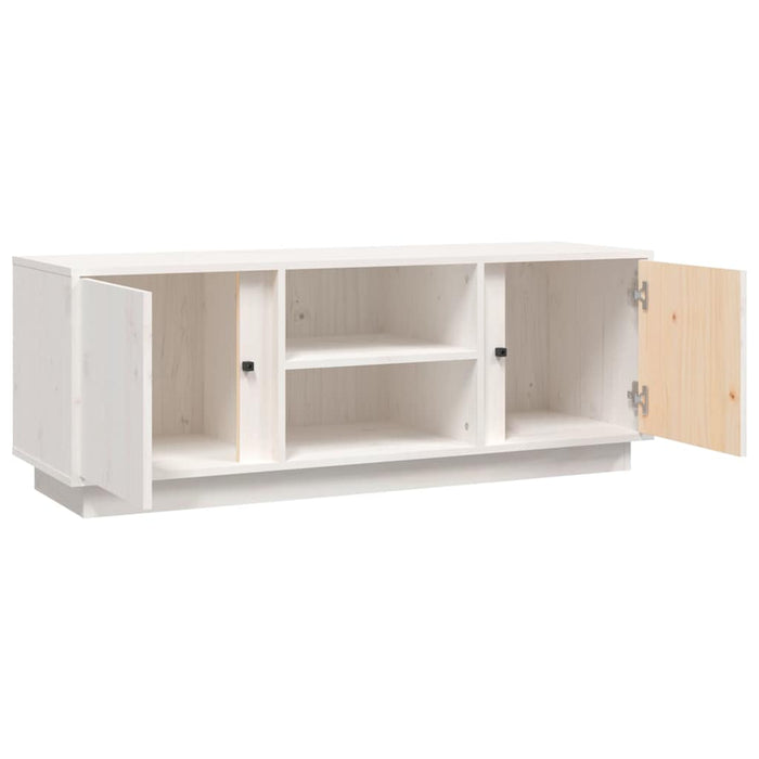 Comodă TV, alb, 110x35x40,5 cm, lemn masiv de pin WALTI