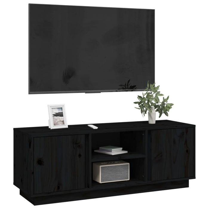 Comodă TV, negru, 110x35x40,5 cm, lemn masiv de pin WALTI