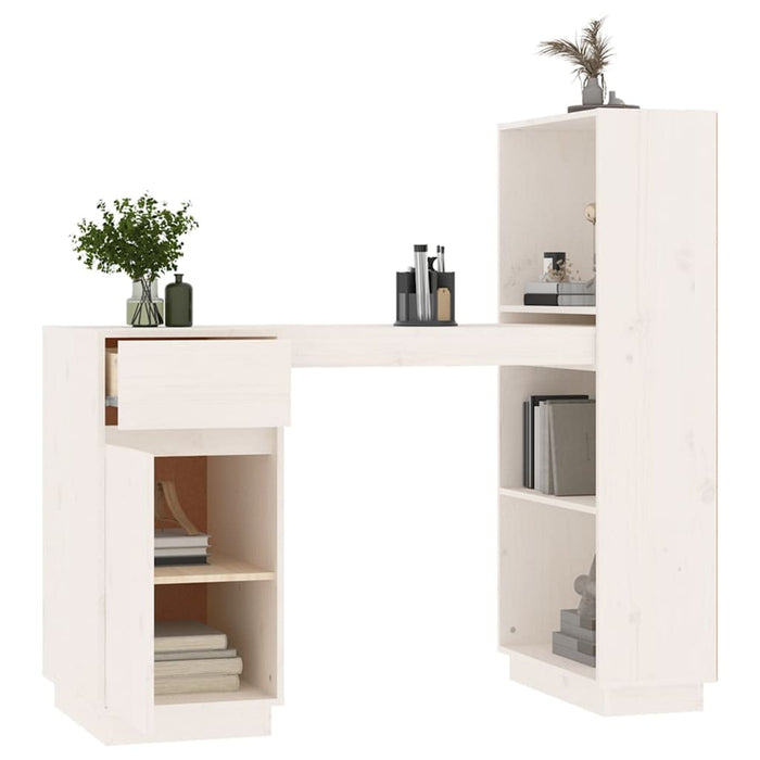 Birou, alb, 110x53x117 cm, lemn masiv de pin - WALTI WALTI