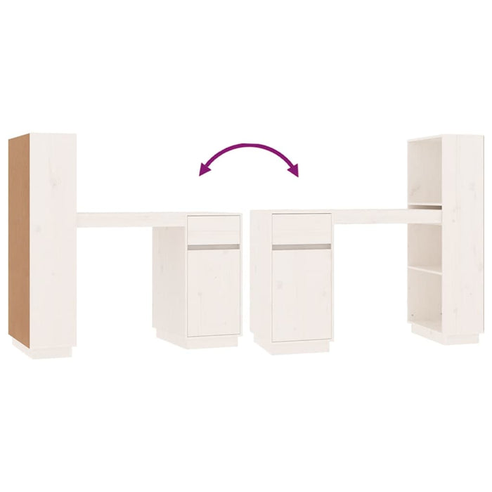 Birou, alb, 110x53x117 cm, lemn masiv de pin - WALTI WALTI
