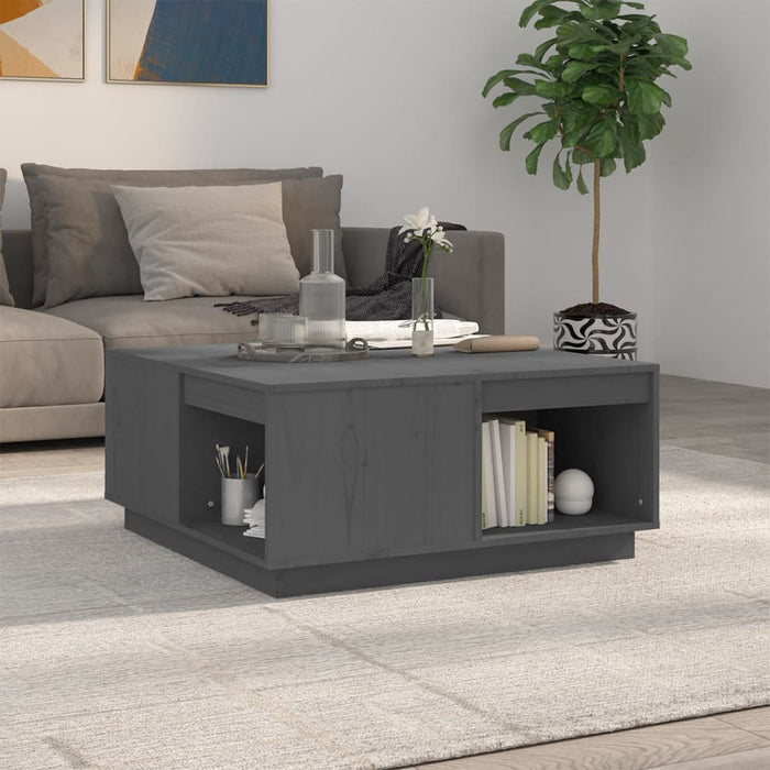 Măsuță de cafea, gri, 80x81x36,5 cm, lemn masiv de pin - WALTI WALTI