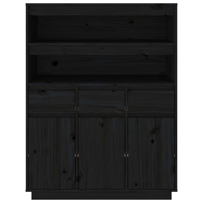 Dulap înalt, negru, 89x40x116,5 cm, lemn masiv de pin WALTI
