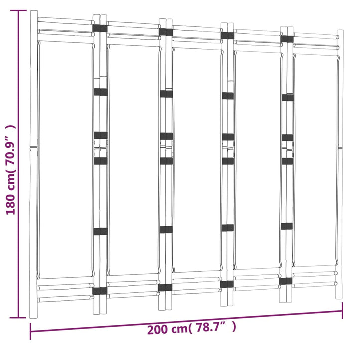 Separator de cameră pliabil cu 5 panouri 200 cm bambus și pânză - WALTI WALTI
