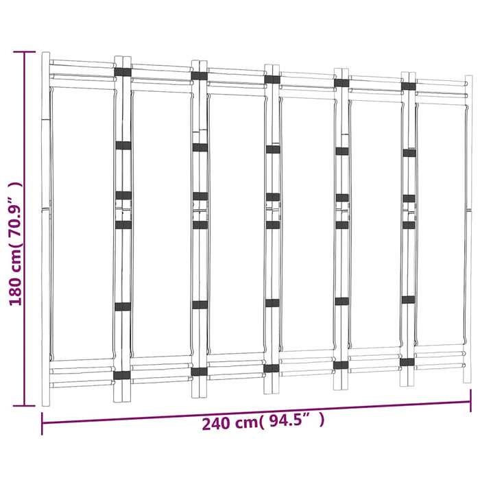 Separator de cameră pliabil cu 6 panouri 240 cm bambus și pânză WALTI