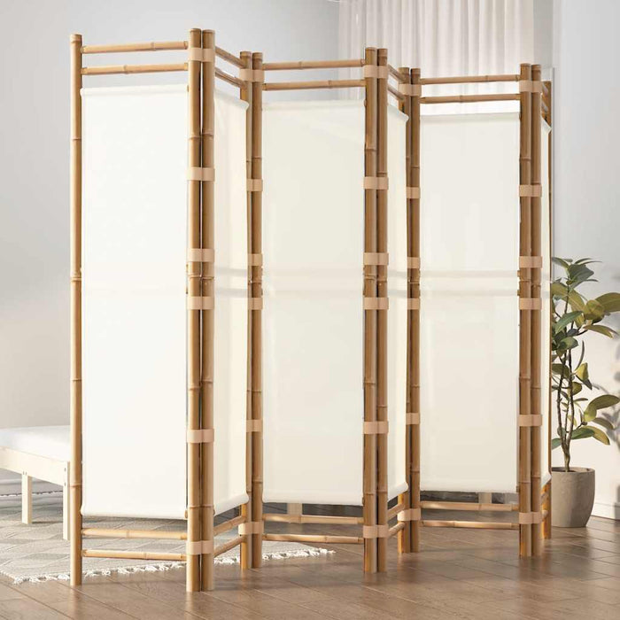 Separator de cameră pliabil cu 6 panouri 240 cm bambus și pânză WALTI