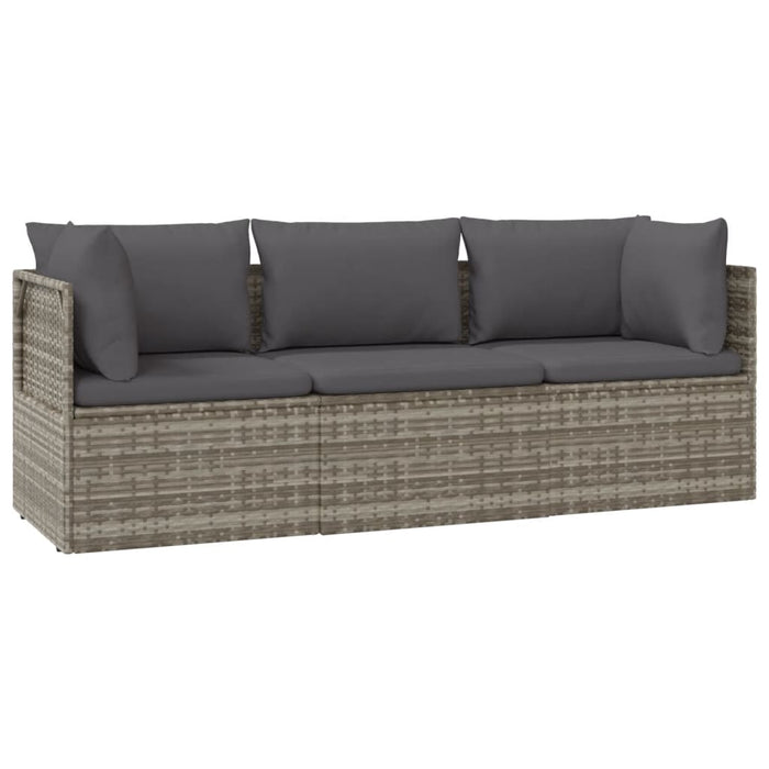 Set mobilier de grădină cu perne, 3 piese, gri, poliratan - WALTI WALTI