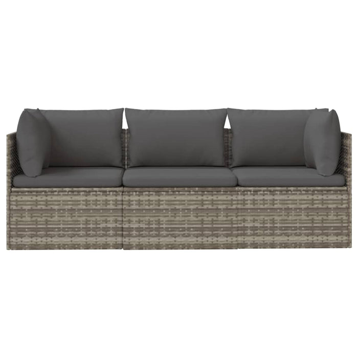 Set mobilier de grădină cu perne, 3 piese, gri, poliratan - WALTI WALTI