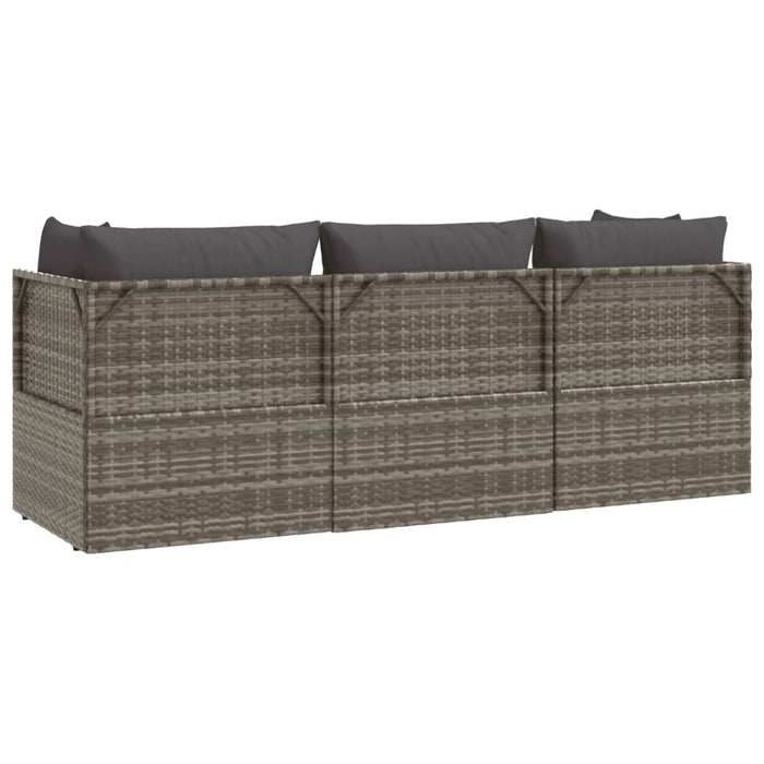 Set mobilier de grădină cu perne, 3 piese, gri, poliratan - WALTI WALTI