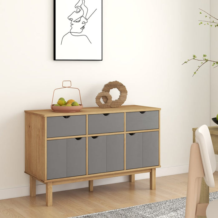 Servantă OTTA, maro și gri, 114x43x73,5 cm, lemn masiv de pin - WALTI WALTI