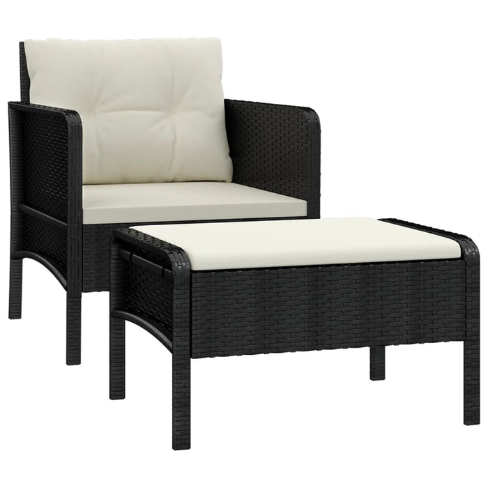 Set șezlonguri de grădină, 2 piese, cu perne, negru, poliratan - WALTI WALTI
