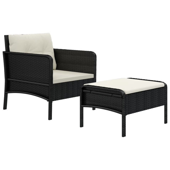 Set șezlonguri de grădină, 2 piese, cu perne, negru, poliratan - WALTI WALTI