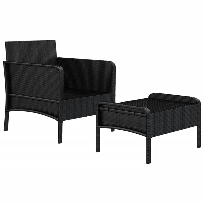 Set șezlonguri de grădină, 2 piese, cu perne, negru, poliratan - WALTI WALTI