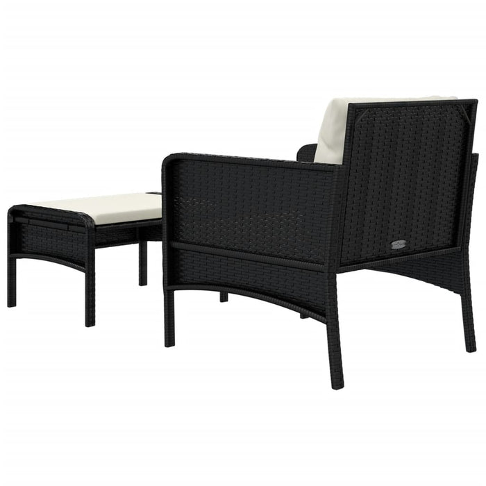 Set șezlonguri de grădină, 2 piese, cu perne, negru, poliratan - WALTI WALTI