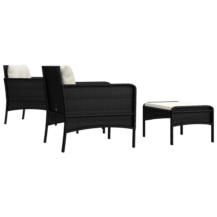 Set șezlonguri de grădină, 5 piese, cu perne, negru, poliratan - WALTI WALTI