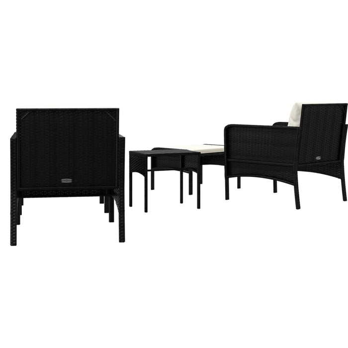 Set șezlonguri de grădină, 5 piese, cu perne, negru, poliratan - WALTI WALTI