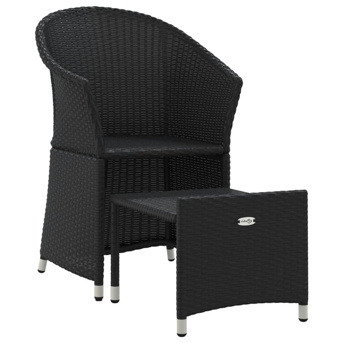 Set șezlonguri de grădină, 2 piese, cu perne, negru, poliratan WALTI