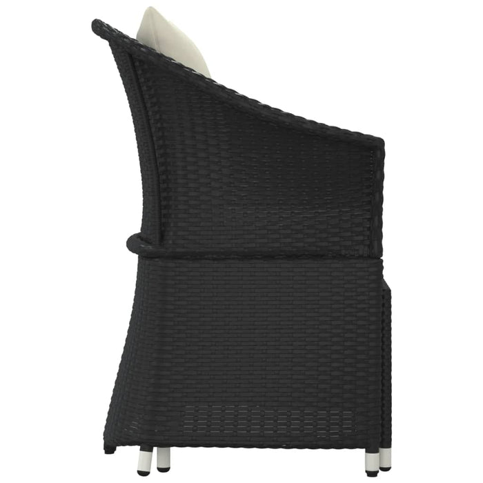 Set șezlonguri de grădină, 2 piese, cu perne, negru, poliratan WALTI