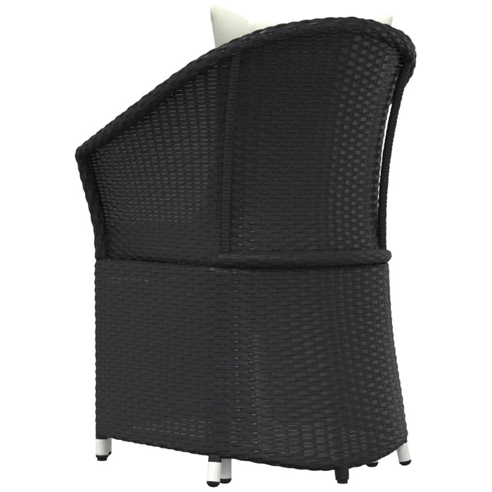 Set șezlonguri de grădină, 2 piese, cu perne, negru, poliratan WALTI