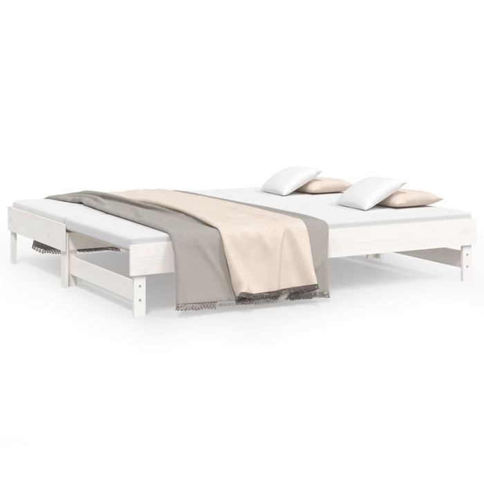 Pat de zi extensibil, alb, 2x(100x200) cm, lemn masiv de pin - WALTI WALTI