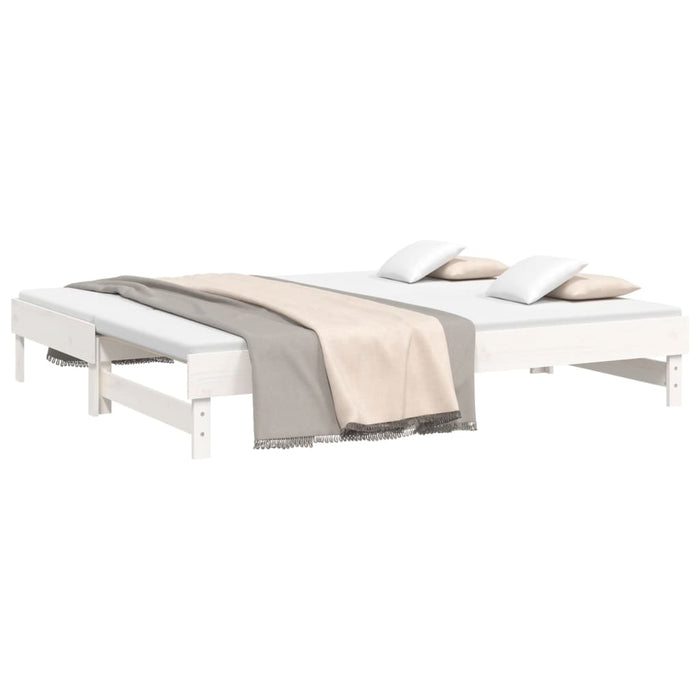 Pat de zi extensibil, alb, 2x(100x200) cm, lemn masiv de pin - WALTI WALTI