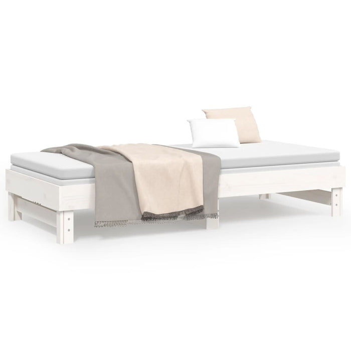 Pat de zi extensibil, alb, 2x(100x200) cm, lemn masiv de pin - WALTI WALTI