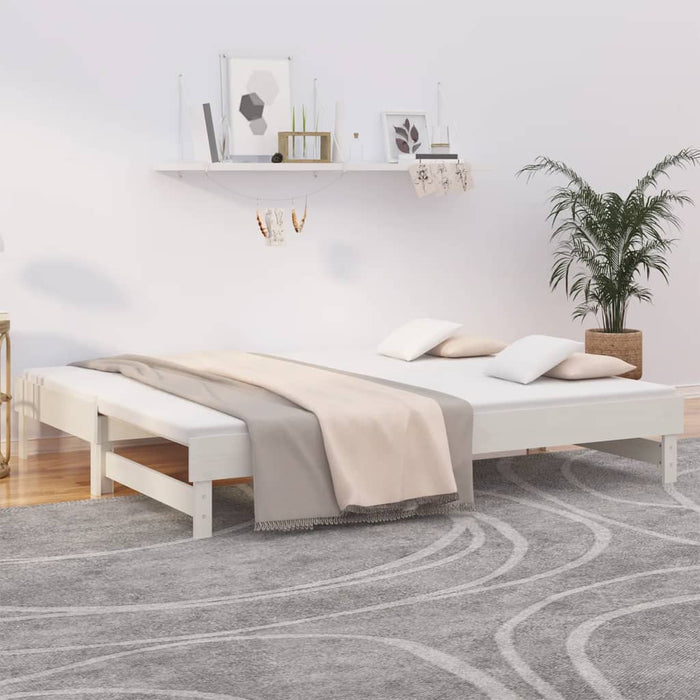 Pat de zi extensibil, alb, 2x(100x200) cm, lemn masiv de pin - WALTI WALTI