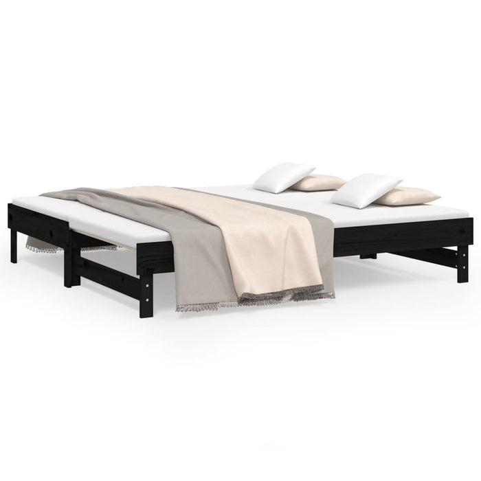 Pat de zi extensibil, negru, 2x(90x190) cm, lemn masiv de pin - WALTI WALTI