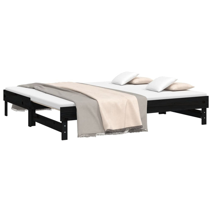 Pat de zi extensibil, negru, 2x(90x190) cm, lemn masiv de pin - WALTI WALTI