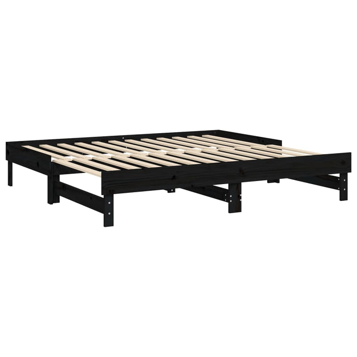 Pat de zi extensibil, negru, 2x(90x190) cm, lemn masiv de pin - WALTI WALTI