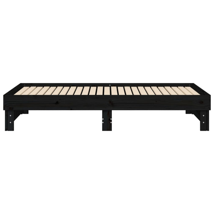 Pat de zi extensibil, negru, 2x(90x190) cm, lemn masiv de pin - WALTI WALTI