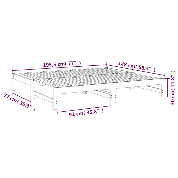 Pat de zi extensibil, 2x(75x190) cm, lemn masiv de pin WALTI
