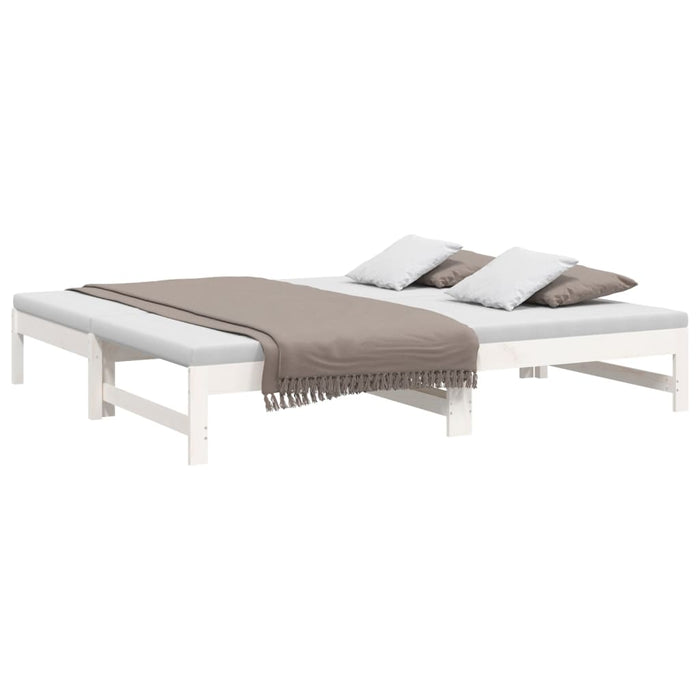 Pat de zi extensibil, alb, 2x(75x190) cm, lemn masiv de pin - WALTI WALTI