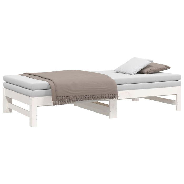 Pat de zi extensibil, alb, 2x(75x190) cm, lemn masiv de pin - WALTI WALTI