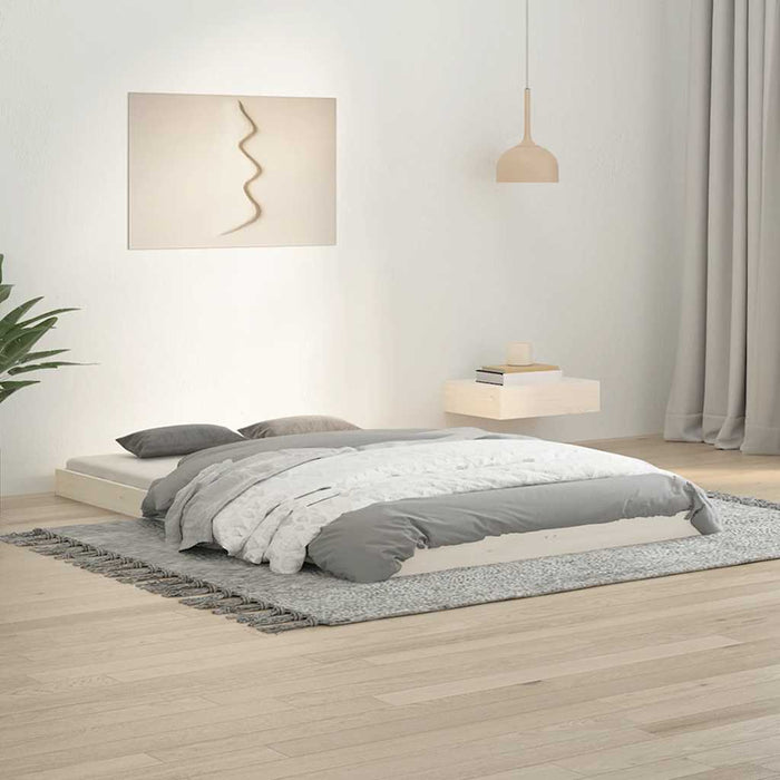 Cadru de pat dublu mic, 120x190 cm, alb, lemn masiv de pin WALTI