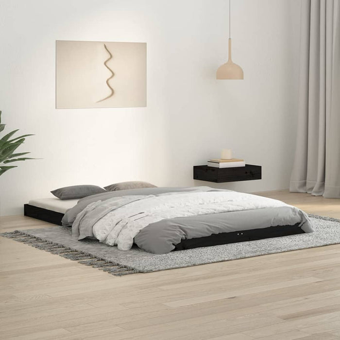 Cadru de pat, negru, 120x190 cm, mic, dublu, lemn masiv de pin WALTI