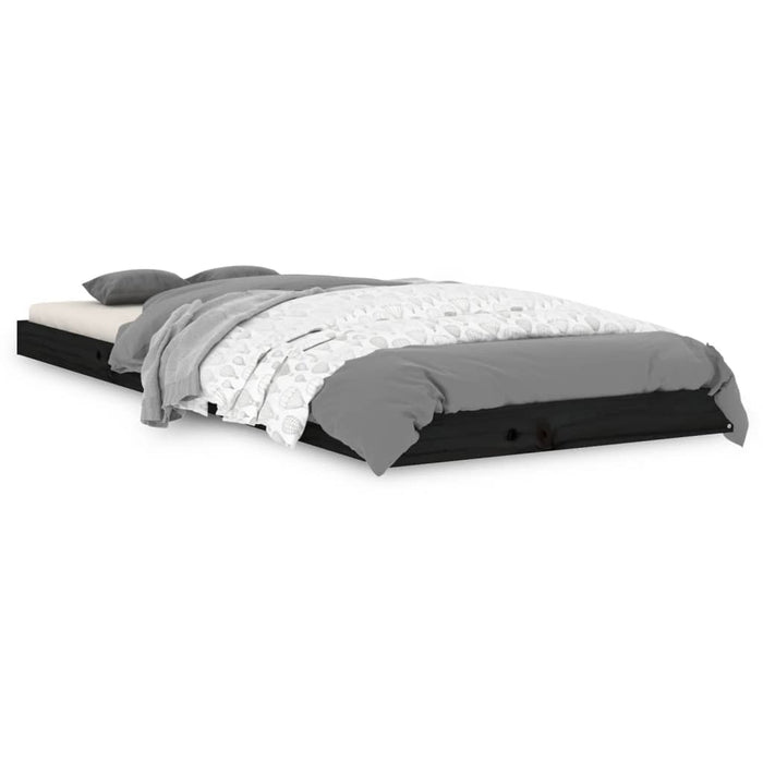 Cadru de pat, negru, 75x190 cm, mic, single, lemn masiv de pin - WALTI WALTI
