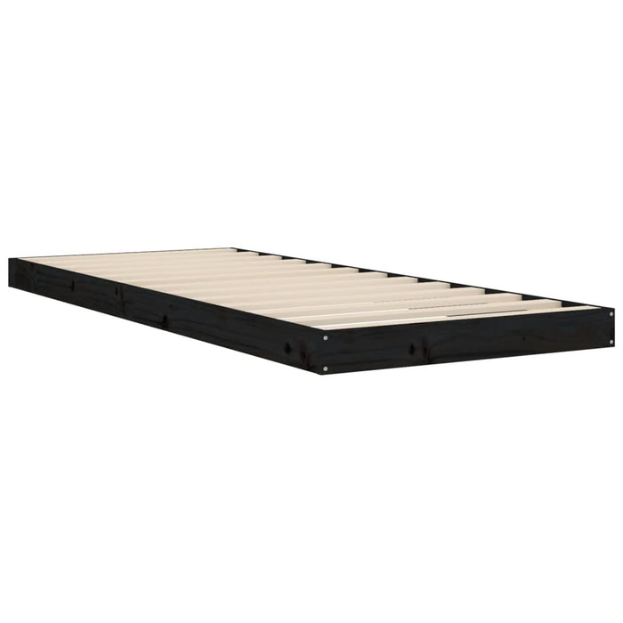 Cadru de pat, negru, 75x190 cm, mic, single, lemn masiv de pin - WALTI WALTI