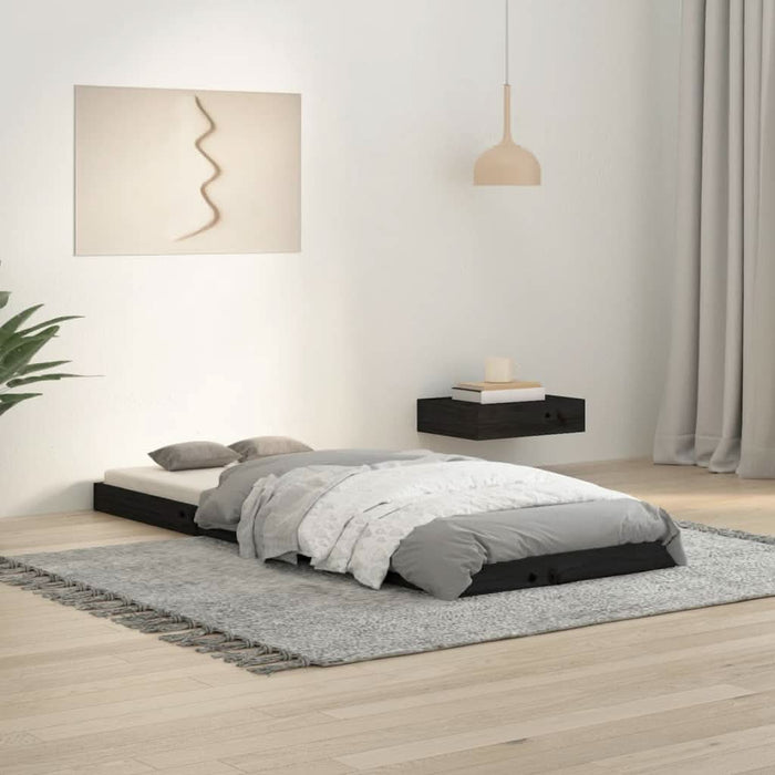 Cadru de pat, negru, 75x190 cm, mic, single, lemn masiv de pin - WALTI WALTI