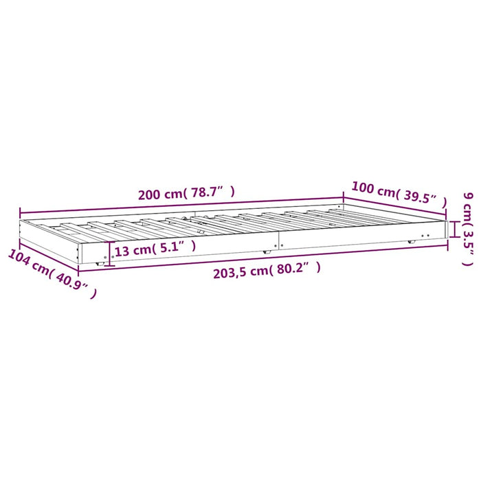 Cadru pat fără saltea, alb, 100x200 cm, lemn masiv pin - WALTI WALTI