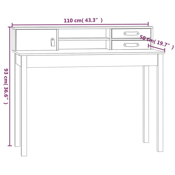Birou, 110x50x93 cm, lemn masiv de pin - WALTI WALTI