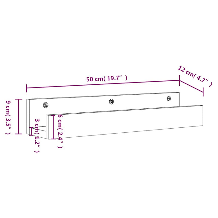 Rafturi de perete, 2 buc., alb, 50x12x9 cm, lemn masiv de pin - WALTI WALTI