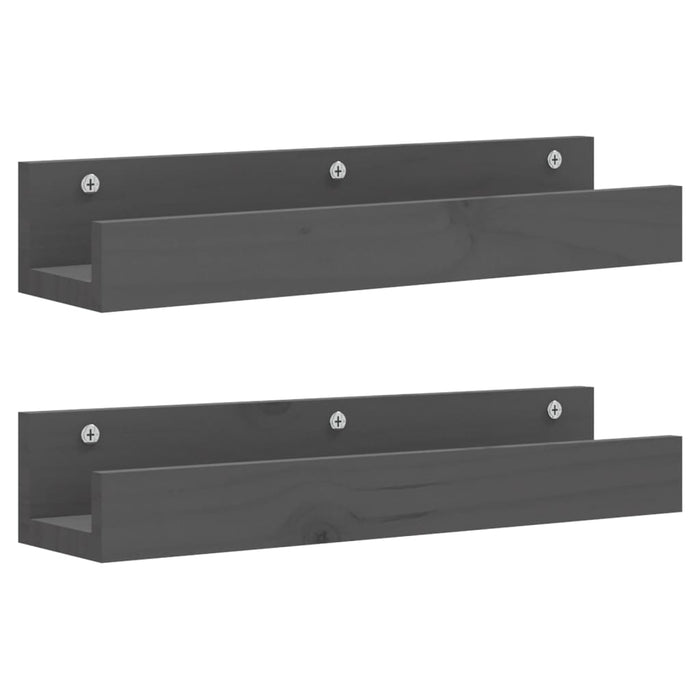 Rafturi de perete, 2 buc., gri, 50x12x9 cm, lemn masiv de pin - WALTI WALTI