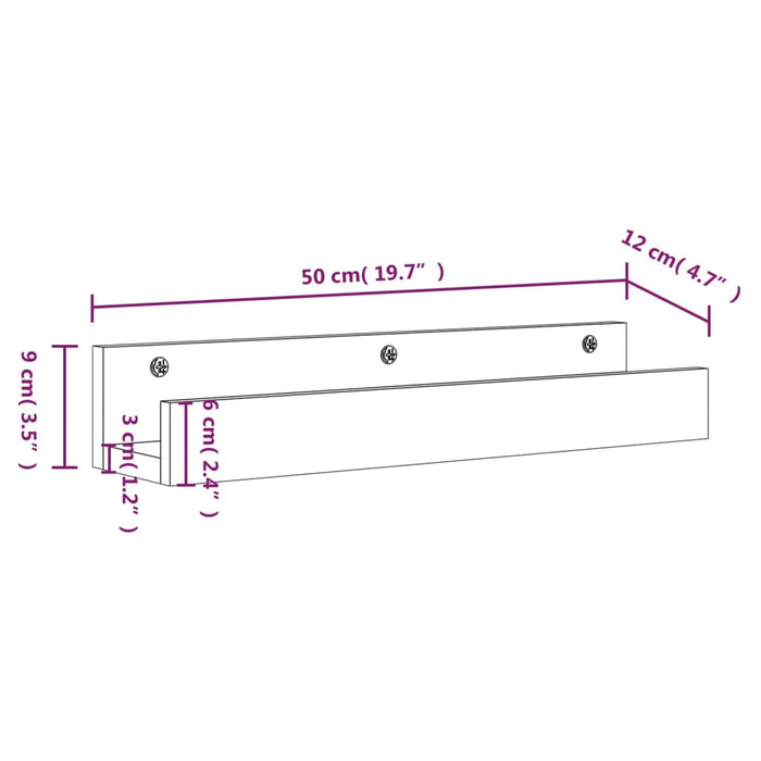 Rafturi de perete, 2 buc., gri, 50x12x9 cm, lemn masiv de pin - WALTI WALTI