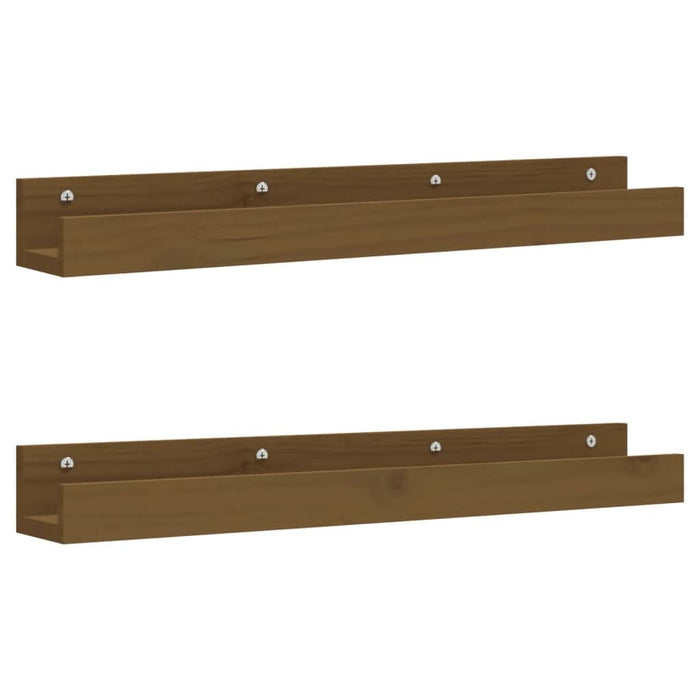 Rafturi de perete 2 buc. maro miere 80x12x9 cm lemn masiv pin - WALTI WALTI