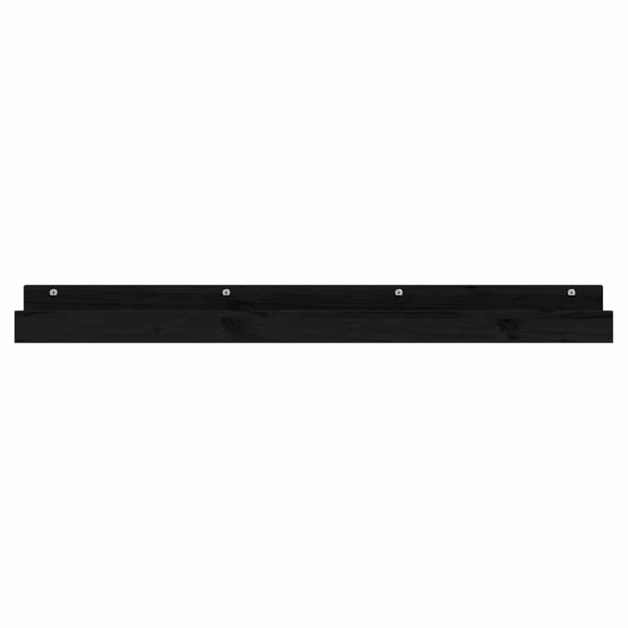 Rafturi de perete, 2 buc., negru, 110x12x9 cm, lemn masiv pin WALTI